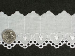 Yards 2 1 2 Embroidered Heart Cotton Eyelet Lace Apparel Upholstery