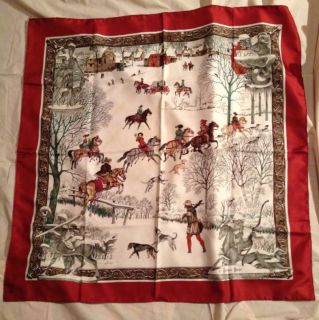 Hermes LHiver Philippe Ledoux Silk Twill Scarf 90cm Authentic