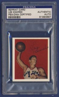 Lee Knorek Knicks 1948 Bowman Rep Signed Card PSA DNA
