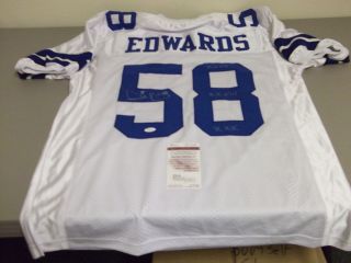 Dixon Edwards Autographed Dallas Cowboys Football Jersey JSA