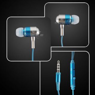 Blue Handsfree Earbud Earphone Headset Mic iPhone iPod