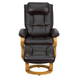 Flash Furniture Contemporary Brown Leather Recliner and Ottoman with S