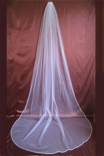 Bridal Veil Wedding One Tier White Scattered Rhinestone Cathedral