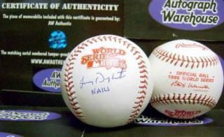 Lenny Dykstra Autographed 1986 World Series Baseball Inscribed Nails