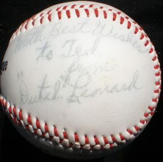Dutch Leonard (d.1983) Signed Baseball Autographed Ball Cubs Brooklyn