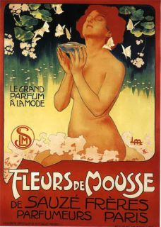 Art Nouveau Perfume Poster by Leopoldo Metlicovitz 1899 on linen