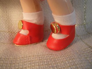 Vogue Center Snap Shoes Socks Vintage Ginny Red