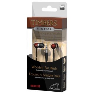Maxell Timbers Digital Noise Reduction Mahogany Wood Dynamic In Ear