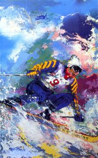 Leroy Neiman Stenmark Skiing Sports Art Postcard