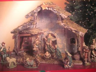 Vintage 1990s Dillards Trimmings 11 Piece Nativity Scene Christmas