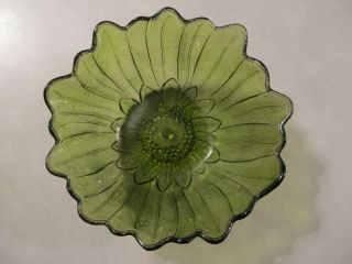 Vintage Green Glass Bowl Indiana Glass Lily Pons Pattern Sunflower