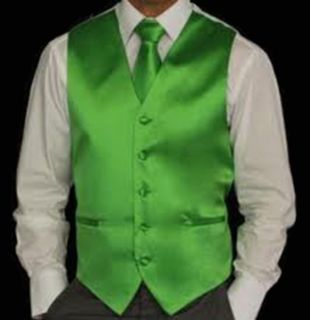 Shiny Lime Green Five Button Vest New Mens Tuxedo Suit Formal