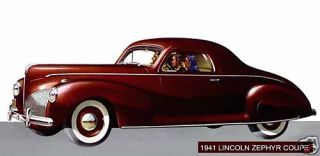 1941 Lincoln Zephyr Coupe Maroon Magnet