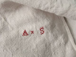 Antique French 19th Century Linen Sheet as Monogram