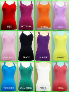 Juniors Womens Basic Plain Lace Straps Tank Tops Camisole One Size