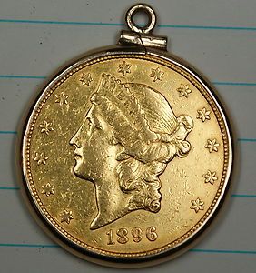 Gold Liberty $20 Double Eagle in 14kt Bezel Necklace Coin Jewelry