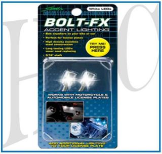 Bolt FX LED Lighted Motorcycle License Plate Bolts White 