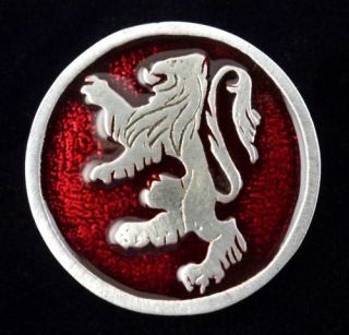 Lion Jewelry Rampant Lion Pin Heraldic SCA LARP Red