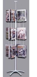 White 24 Pocket Floor Spinner Magazine Literature Display Rack