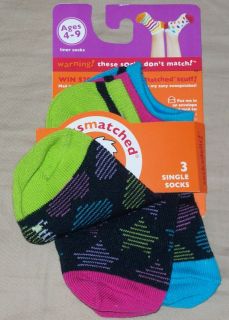 LittleMissMatched girls Liner Socks 3 single socks heart stars kid sz