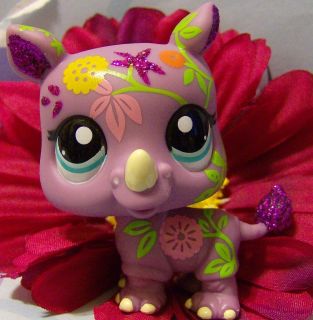 Littlest Pet Shop Sparkle Lilac Flowery Rhino 2342 New
