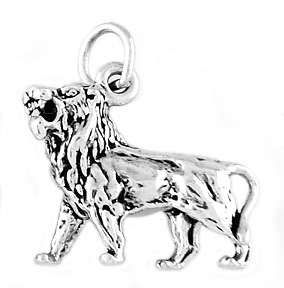 Sterling Silver Ferocious Safari Style Lion Charm Pendant