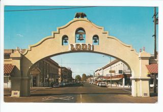 Lodi California CA Mission Arch Old 1950s Postcard San Joaquin County