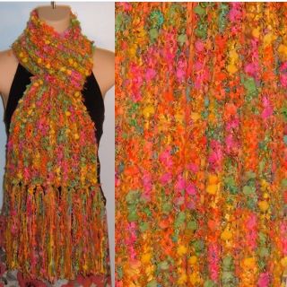 Hand Knit Gypsy Scarf Tropical Fruit Designer Bohemian Handmade New