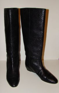 Loeffler Randall Ladies Black Python Snake Knee High Boots 9