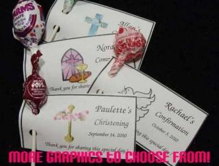 Baptism Christening Lollipop Holders Tags Favors Personalized