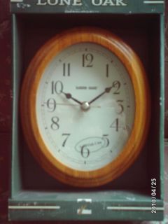 Lone Oak 8 Oval Wall Clock w Wood Frame Glass Face