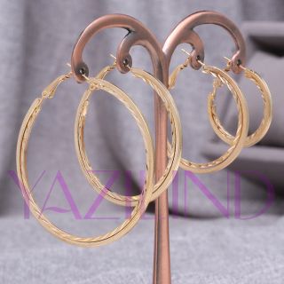 round gold plated circles dangle hoop loop earrings four wholesale lot