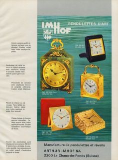 1968 Imhof Clock Company Arthur Imhof s A Vintage 1968 Swiss Ad Suisse