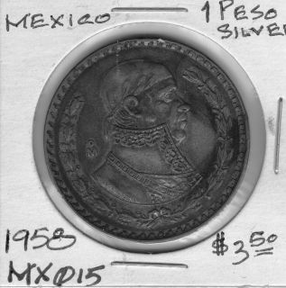 Peso Mexico Mexican Very Fine 10 Silver Large Coin One 1 Look