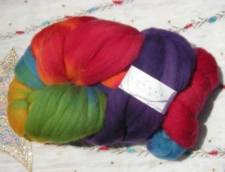 Lornas Laces Feltable Hand Dyed Wool Top Roving Rainbow