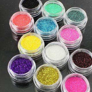 12 Colors Glitter Powder Powder UV Gel Nail Art Tip LM