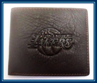 Los Angeles Lakers Fans Dark Brown Genuine Leather Wallet Purse FS3DAY