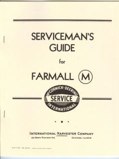 Farmall Model M Tractor Servicemans Guide IHC International Harvester