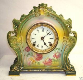 Ansonia Royal Bonn La Chartres Porcelain Antique Clock