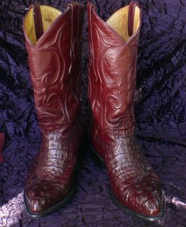 Los Altos Western Wear Burgundy Caiman Hornback J Toe Cowboy Boots