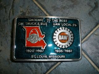 General Motors Chevrolet St Louis Truck Bus Plant UAW Belt Buckle 1987