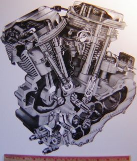 Old Harley Panhead motor poster collectible HD motorcycle engine