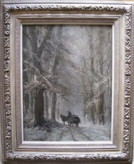 Winter Landscape Scene by Louis Apol B 1850  Gallery Frame