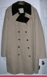 London Fog Size 46 L Top Coat Trench Coat Faux Fur Collar and Lining