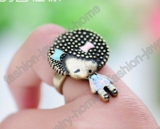Fashion Lovely People Blue Pink Bowknot Ring