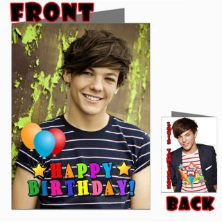 LOUIS TOMLINSON ONE DIRECTION 1D Front Back Happy Birthday Picture
