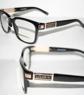 Louis V Eyewear Paris Nerd Clear Lense Glasses Geek Black Gold 107