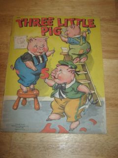 Vtg Chidrens Book Three Little Pigs Copyright 1942 Whitman Publishing