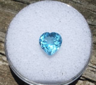 7mm Loose Heart Shape Natural Swiss Blue Topaz Gem