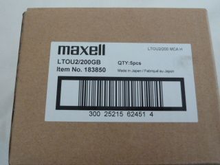 Lot of 5 Maxell LTO Ultrium 2 200GB 400GB Tape Cartridges